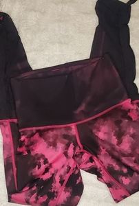 Lululemon pink and black mesh leggings